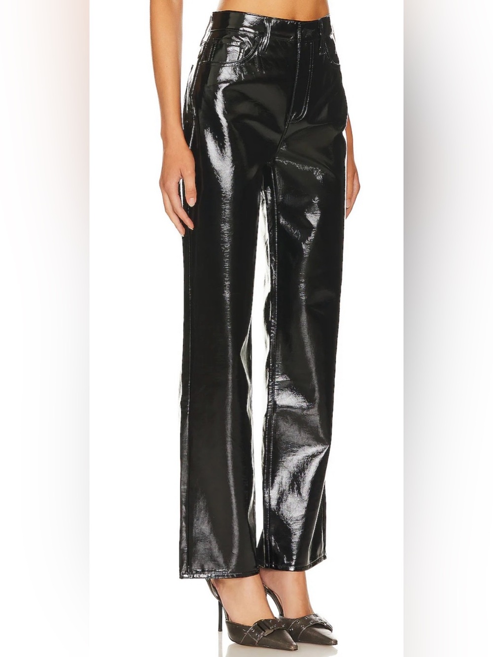 pistola Cassie High Rise Straight in Black Vinyl